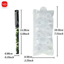 WQN 12支装迷彩办公中性笔（0.5毫米），6卷迷你白色修正带，书写修正套装，适合返校季使用的学习用品套装 - 彩色 - 查看 9