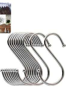16-Pack 4.7-Inch (Approx. 11.9 Cm) Extra Large S-Shaped Heavy-Duty Metal Hooks For Kitchen Utensils, Bathroom, Plants, Towels, Gardening, And Multi-Purpose Use (Silver) - Silver - View 8