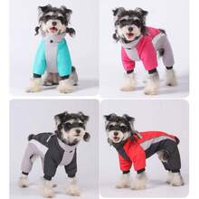 Full Body Dog Jacket - Warm Fleece Coat For Small Dogs, High Collar Winter Jacket With Chest Harness, Reflective All-In-One Windproof Down Jacket With Leg Coverage