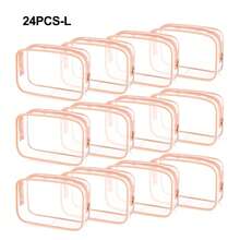 12 túi đựng mỹ phẩm trong suốt bằng PVC có khóa kéo - Túi đựng đồ dùng vệ sinh cá nhân chất lượng cao, lý tưởng cho du lịch, phòng tắm và các vật dụng cần thiết khi đi nghỉ mát (Cỡ trung bình, trong suốt), phụ kiện phòng tắm, túi đựng, túi trang điểm, đồ dùng du lịch thiết yếu - Hồng - Xem 27