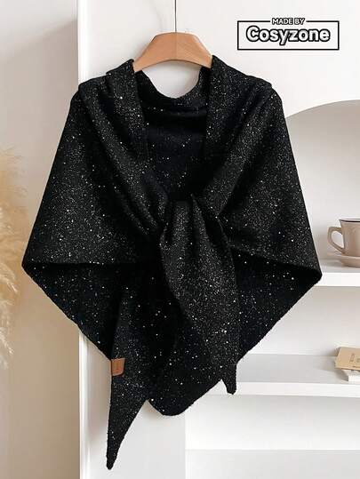 1条简约高端羊毛混纺纯色亮片三角围巾，时尚百搭，空调房三角围巾外搭装饰保暖三角围巾，适合日常搭配