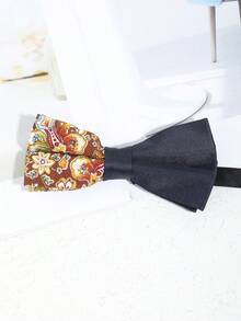 1件男士时尚优雅佩斯利花纹领结，适合工作场所、宴会、派对、婚礼、西装、正式场合穿着。