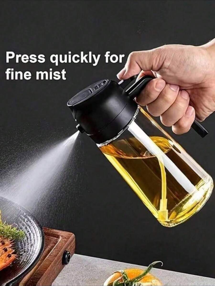 1pc Glass Oil Sprayer - Pouring & Spraying Dual-Purpose Bottle - Anti-Leak Olive Oil Container - Kitchen Spice Rack - Soy Sauce Vinegar Sprayer - Kitchen Tools & Gadgets - Multicolor - View 1