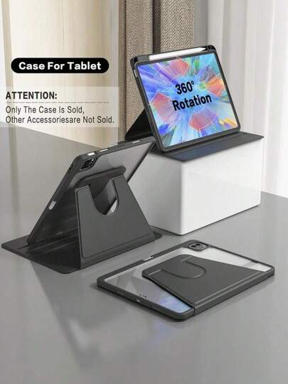 适用于 iPad 第 11 代（2025 年款，A16）和第 10 代（2022 年款）的 360 度旋转透明后盖，防震保护套，带笔槽和自动休眠/唤醒功能，适用于 11 英寸/10.9 英寸 iPad，黑色