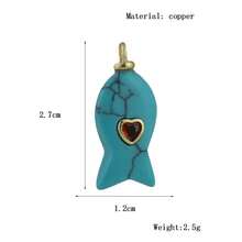 1pc Copper Fashion Natural Agate Turquoise Luxury Charm Pendant, DIY Bracelet Necklace Bag Phone Chain Accessory, Handmade Versatile Decoration - Multicolor - View 2