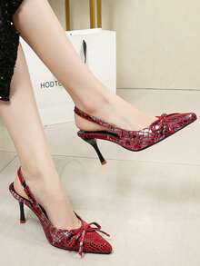 Tacones Mary Jane con punta cuadrada y tachuelas, Versátiles tacones altos negros con tira trasera, Elegantes y sexys tacones de plataforma de charol rojo con cierre deslizante para mujer - Rojo - Ver 12