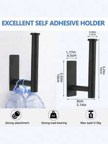 1个黑色和银色纸巾架，背面带粘胶，可壁挂安装，安装简便，适用于厨房、橱柜、浴室、食品储藏室、水槽、阳台、卫生间，也可用于存放保鲜膜/锡箔纸。 - 彩色 - 查看 7