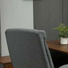 Ergonomisk gungstol med stoppade armstöd och nackstöd, höjdjusterbar, snurrbar, grå nylon, 65 x 78 x 110-118 cm - Grå - Visa 8