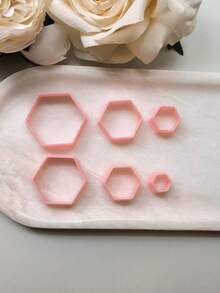 Multi-Size Hexagonal Polymer Clay Cutter Set - Pastel Hexagon Shaped Clay Cutters & Versatile DIY Craft Tools, Ideal For Creating Hexagon-Themed Earrings, Brooches & Decor Pieces - TH157 - View 6