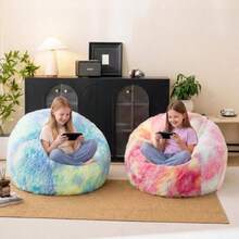 Fundas para sillas de puf de peluche arcoíris sin relleno cómoda funda de silla de puf esponjosa arcoíris para dormitorio almacenamiento de animales de peluche sillas de puf para niños adultos - Arco iris - Ver 3
