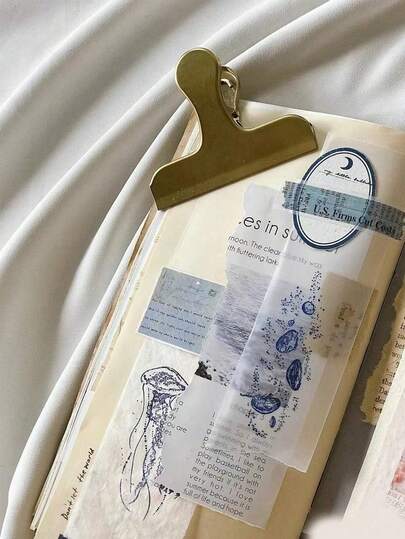 1 pieza Pinza de acero inoxidable con relieve dorado de lujo, multiusos para alimentos, documentos, útiles de oficina, vuelta al colegio