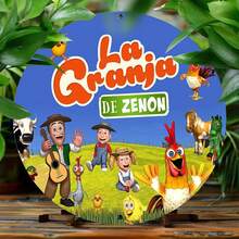 1 Piece 'La Granja De Zenón' Vintage Round Aluminum Sign - 8x8 Inches, Colorful Cartoon Farm Scene Wall Decoration, Suitable For Home, Kitchen, Garden, Bar - Scratch-Resistant, UV-Resistant, And Fire-Resistant, With Anti-Graffiti Surface Treatment, Rustic Farmhouse Decor, 2D, Perfect Room Decoration - 1pc - View 2
