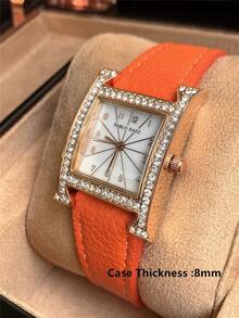 Pablo Raez 1pc Ladies Watches Stainless Steel Rose Gold Women Wristwatch Luxury Diamond Dress Watches For Women High Quality Elegant Brand New AAA Rectangle Gorgeous Design Quartz Watch Fahionable White Face Woman Popular Square Wristwatch 50M Waterproof Leather Bracelet Chain Pin Buckles Casual Cute Female Small Lovely Watch Nice Gift For Friend Or Family Fit For Daily Life/Work/Party Decoration Birthday Present - Rose Gold - View 2