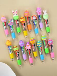 10/20 Peças Conjunto de Canetas Esferográficas Multicoloridas de Coelho de Páscoa, Canetas de Ovo Coloridas Fofas 4 em 1, Pacote Granel, Ideal para Festa de Aniversário, Casamento, Presentes de Feriado, Recheio de Lembrancinhas de Festa - Multicolorido - Visão 5
