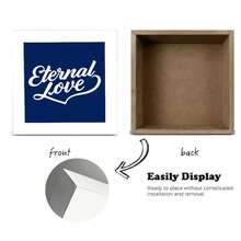 Eternal Love White Rectangular Decorative Wooden Box With Smooth Surface, Square Dark Blue Panel & Stylized Cursive 'Eternal Love' (Heart Curve On 'e' & 'l') - Elegant Minimalist Design, Subtle Left Shadow, Perfect Valentine's Day/Birthday Gift For Couples & Loved Ones - White - View 4