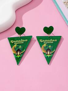 一对亚克力新月星三角吊坠耳环，女士节日饰品 - 三角形 - 查看 5