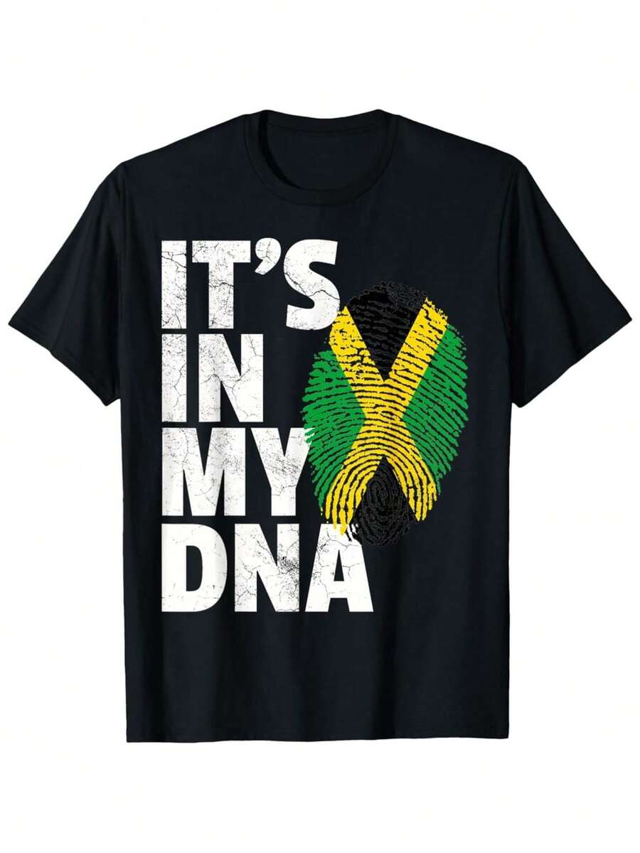 Jamaica Flag T Shirt Jamaican Pride DNA Men Women Kids T Shirt - 黑色 - 查看 1