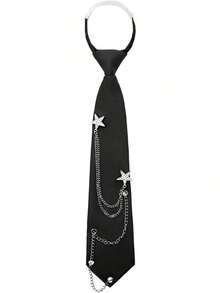 Unisex Pre-Tied Adjustable Punk Metal Chain Necktie, Suitable For Uniform, School, Shirt Accessories, Christmas, Thanksgiving Gift, Gift For Men And Women - Multicolor - View 3