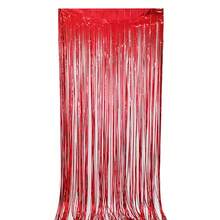 1/2/3/5pcs Red Party Background Metallic Foil Fringe Metallic String Curtain, Birthday Party Wedding Decoration Gift Supplies - Red - View 3