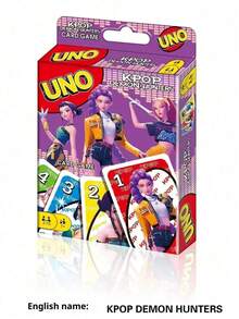 112pcs Kpop Demon Hunters Themed UNO Card Game + 8pcs Double-Sided LOMO Cards, Collectible Anime Character UNO Card Set, Suitable For Family And Friends Game Nights, Ideal Gift For Halloween, Christmas, Birthday Parties, Fun Card Game For Teens And Adults - Multicolor - View 6