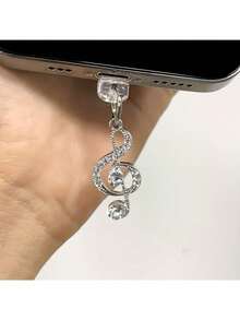 قلادة موسيقية مجوفة مرصعة بالألماس كاملة. سدادة غبار DIY للهاتف. مناسبة لمنافذ النوع C والبرق لمنع دخول الغبار. هدايا للأم والعائلة والأصدقاء والأطفال وعيد الميلاد والعطلات، إكسسوارات الهاتف، تعليقة الهاتف - متعدد الألوان - مشاهدة 6