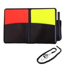 5pcs/Set Soccer Referee Kit, Metal Whistle, Red/Yellow Cards, Captain Armband - Multicolor - View 5