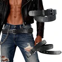 朋克风金字塔铆钉渐变黑银白皮革腰带，男女皆宜的哥特铆钉腰带，街头时尚 - 彩色 - 查看 8