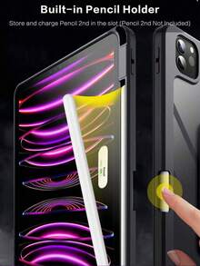 防震旋转 iPad 保护套，带笔槽，自动休眠/唤醒功能，360° 旋转透明后盖，适用于第 11 代（2025 年款，A16 芯片）/第 10 代（2022 年款）11 英寸/10.9 英寸 iPad - 黑色 - 查看 2