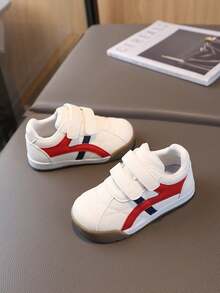 1 Pair Baby/Toddler Anti-Slip Soft Sole Sports Shoes, Leather Upper Casual Sneakers For Boys & Girls, Spring/Autumn - Red - View 3