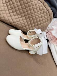 Zapatos de vestir de princesa para niñas, zapatos de tacón alto para niños, diseño versátil para actuaciones de niñas pequeñas - Blanco - Ver 6