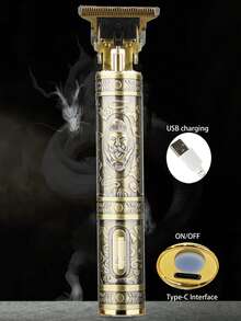 Kemei T9 Hair Clipper, Hot Selling Zero Capped Carving Clipper, Electric Hair Trimmer For Men T-Blade Edgers Clipper , Metal Material Trimmer For Beard Or Sideburn, Barber Salon Or Home Use Trimming, Chinese Dragon Design, New Year Hair Trimming - Multicolor - View 5