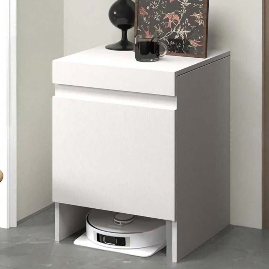 Nordivo Robot Vacuum Stand Cabinet,Storage Cabinet With Doors For Robot Vacuum Cleaner,End Side Table For Home Office,Wood Freestanding Rack For Living Room Home Office Kitchen(White) - MàuD - Xem 1