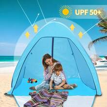 3 Seconds Pop Up Beach Tent Automatic Pop Up Instant Shade Sun Shelter UPF 50+ Portable Canopy Cabana For Outdoor Activities, Camping Fishing Park Hiking Picnic - 藍色 - 查看 4