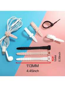 20pcs Silicone Cable Ties: Keep Cables Tidy And Untangled! - Multicolor - View 2