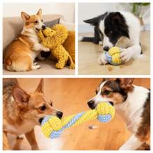 8pcs Dog Rope Chew Toys, Suitable For All Size Dogs, Dental Cleaning & Boredom Relief, Ideal For Outdoor & Indoor Interactive Play - Yellow Blue - View 2