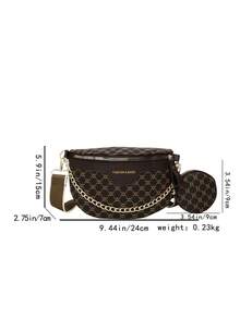 Retro Fashion Niche Shoulder Diagonal Underarm Floral Wide Strap Women Chest Bag - Brown - View 10