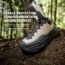 LI-NING Unisex Lightweight High Rebound Water-Repellent Outdoor Hiking Shoes Breathable Cushioning Non-Slip Durable Trekking Sneakers AHTV047 - Oatmeal Grey/Cool Ebony Black - View 1