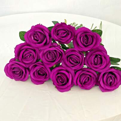 1/5 Pcs Rose Red Rose Artificial Bridal Bouquet, Realistic Velvet Fake Flowers, Floral Decor, Suitable For Valentine's Day Gift, Wedding Party, Home Decor, Birthday Gift, Outdoor & Indoor Decoration, Graduation Gift