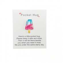 5 Sets Exquisite English Card Pocket Hug Card Summer Cool Series Resin Decoration Employee Appreciation Greeting Card - kem - Xem 5