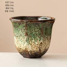 Vintage Reactive Glaze Coffee Cup Set, Octagonal Mugs, Japanese-Style Breakfast Cups, High-Quality Ceramic Tea Cups For Office - Multicolor - View 14
