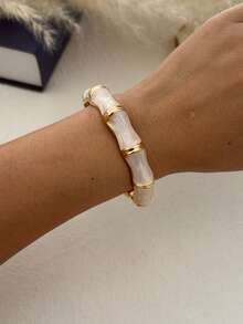 1件糖果色珐琅质感合金手镯，适合女性日常通勤、朋友聚会、浪漫节日、街拍、时装秀等场合佩戴（手镯的纹理和颜色可能与实物略有不同） - 彩色 - 查看 11