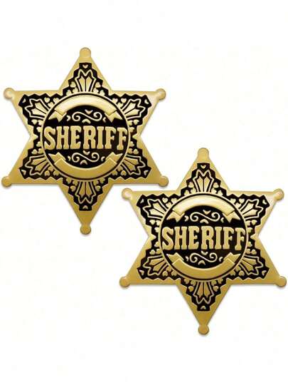 Paquete De 2 Insignias De PolicíA De Metal, DiseñO De Estrella De PolicíA Occidental, Para NiñOs, NiñAs, Fiestas, Adultos