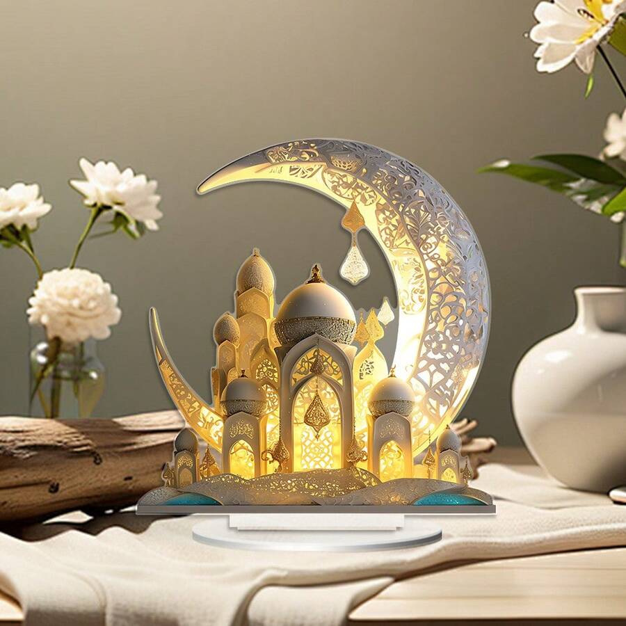 Trending Cross-Border Acrylic Flat Moon Castle Holiday Party Tabletop Decor, Home & Bedroom Decoration