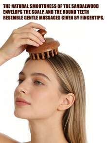 2 buc/set pieptene de masaj pentru cap cu dinți aspri din lemn de santal natural, pieptene rotund pentru masajul scalpului cu dinți lați, instrument mic pentru masaj facial, perie de păr unisex compactă și portabilă - Maro - Vizualizare 7
