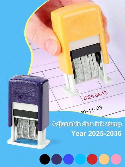 1pc Adjustable Date Stamp, Auto Press Stamp For Year/Month/Date Production Date, Optional Ink Roller (Black/Red/Blue), Suitable For Office Staff, Administrators, Warehouse Managers, Retailers, Accountants, Teachers, File Management, Contract Signing, Warehouse Management
