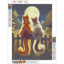 GDYEEH DIY 5D Kittens Diamond Art Kits, Moon Full Round Drill Sparkling Cat Diamond Painting Picture, Lovers Diamond Painting Art Kits Craft For Adults Beginners, Home Wall Decor 12x16inch - USGD246 - 查看 7