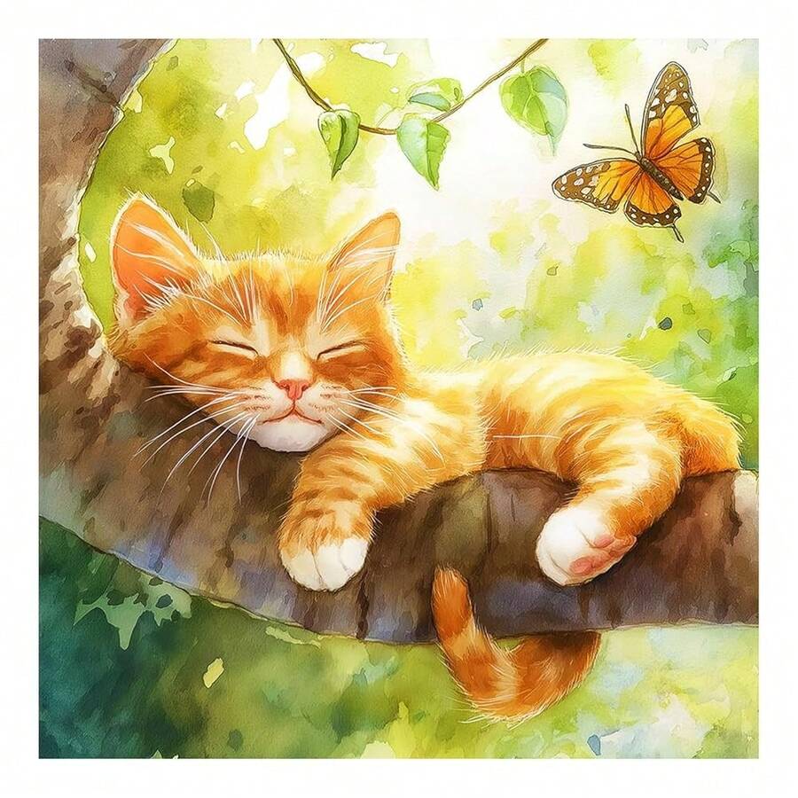 Cat Diamond Painting Kit For Adults, 5D Sleepy Cat Diamond Art For Beginners - DIY Full Diamond Dot Gem Art Painting, Gifts,Suitable Home Wall Arts And Craft Paint Kits, 12x12Inch - 七類 - 查看 1