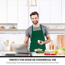 1pc/3pcs/6pcs/12pcs Unisex Black Apron, Machine Washable - Dark Green - View 4