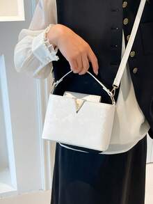 New Fashion Snake Skin Pattern Handbag, Casual Metal Hardware Shoulder Bag, Personalized Crossbody Bag - Multicolor - View 10