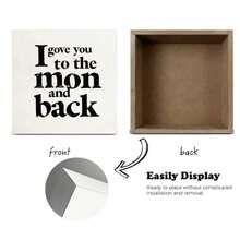 Vintage Artistic White Decorative Wooden Box With Distressed 'I Gave You To The Moon And Back' Text - Perfect Valentine's Day & Birthday Gift For Loved Ones, Minimalist Handwritten-Style Design With Subtle Shadow - White - View 4